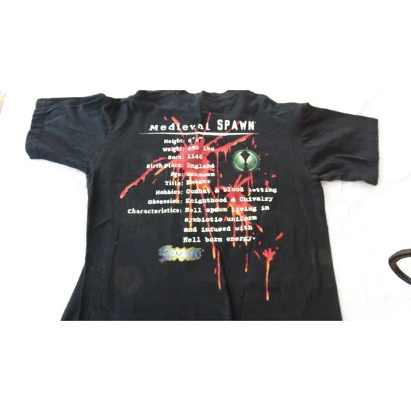 VTG Medieval‎ Spawn Todd McFarlane 1997 Giant Black Cotton T-Shirt Size Lg, NWOT